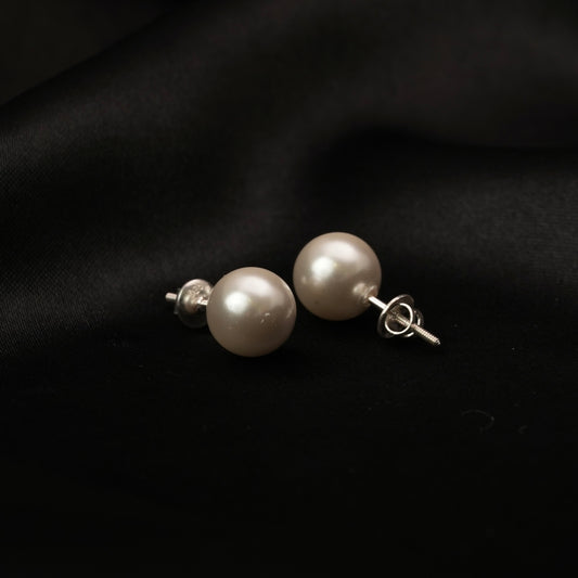 Ivory Pearl Grande Studs – 925 Silver White Moti Earrings