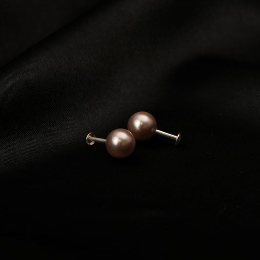 Blush Pearl Classic Studs - 925 Silver Peach Moti Earrings