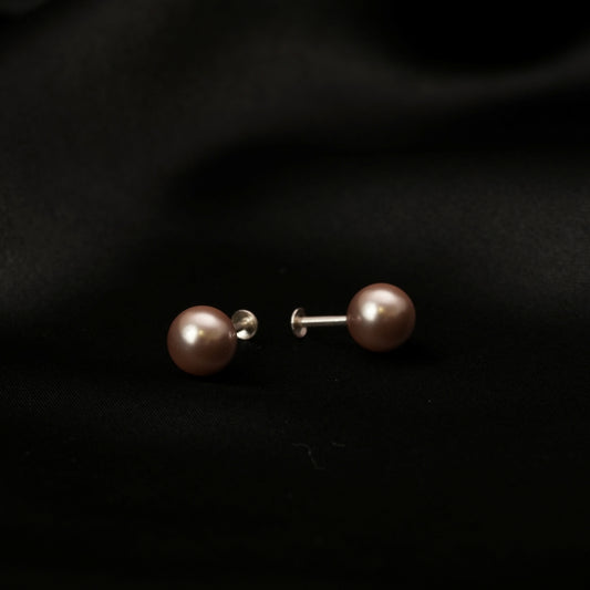 Blush Pearl Classic Studs - 925 Silver Peach Moti Earrings