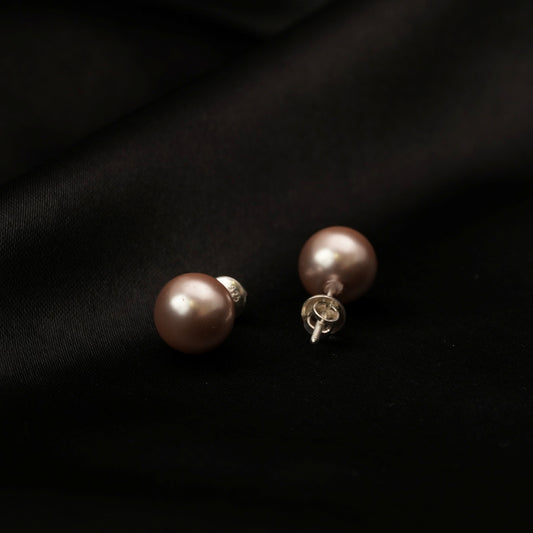 Blush Pearl Grande Studs - 925 Silver Peach Moti Earrings