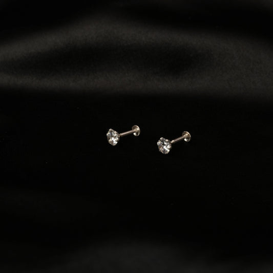 Prism Diamond Studs – Unisex CZ Earrings in 925 Silver