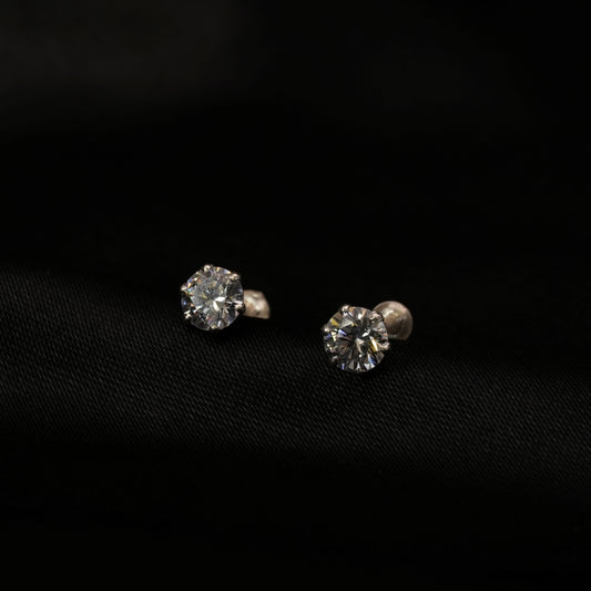 Prism Diamond Studs – Unisex CZ Earrings in 925 Silver
