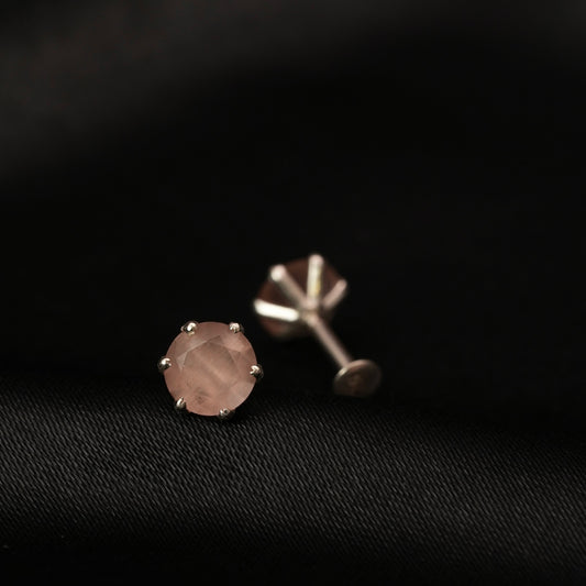 Mocha Aura – Brown Round Stone Stud Earrings in 925 Silver