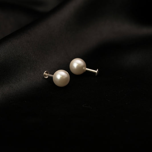 Ivory Pearl Classic Studs – 925 Silver White Moti Earrings