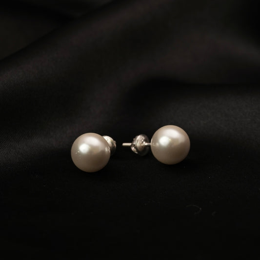 Ivory Pearl Grande Studs – 925 Silver White Moti Earrings